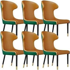 EdNey Stoelen voor eetkamer, eetkamerstoelen set van 6, kaptafel stoel, make-up stoel, stevige ijzeren kunst benen, grijze eetkamerstoelen, draaibare eetkamerstoelen (kleur: oranje+groen)