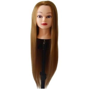 Mannequinhoofd met lang blond wit haar van 100% hoge temperatuurvezels for het oefenen vlechten een poppenhoofdkapsel(Gold)
