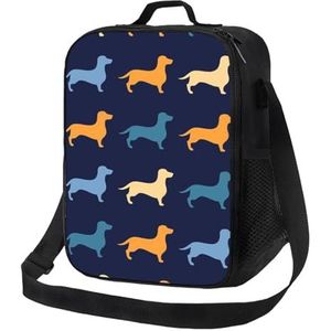 EgoMed Lunchtas, duurzame geïsoleerde lunchbox herbruikbare draagtas koeltas voor werk schoolteckel blauw oranje hond