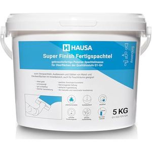HAUSA Super Finish Spatelmassa, kant-en-klare plamuur, fijnpleisters, gipspachtel, gipsspatel, 5 kg Q1-Q4