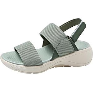 2024 Nieuwe Sport Sandalen Dames Lichtgewicht Orthopedische Sandalen Retro Sleehak Slippers Zomer Peep Toe Sandalen Outdoor Wandelsandalen Vrijetijdsstrandschoenen(Green,36 EU)