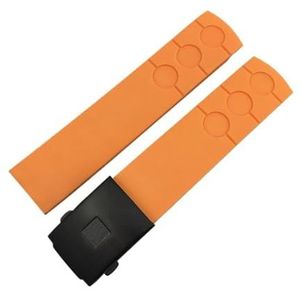 LQXHZ 20 mm rubberen siliconen horlogeband zwart blauw oranje vouwgesp waterdichte horlogeband compatibel met Tissot PRS516 T044 horloge(Orange black,20mm)