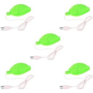 5 set van Leuke Schildpad Muis Bedrade USB 3D Bedrade Schildpad Muizen Voor PC Laptop Groen