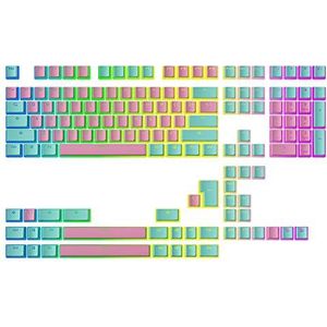 Ranked Pudding v2 PBT Toetsen | 145 Double Shot Doorschijnend ANSI US & ISO Layout | OEM-profiel voor Mechanisch RGB-gamingtoetsenbord (Miami Vice)