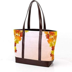 Laptop Tote tas met decoratieve herfst bloemenprint, draagtas casual canvas zakelijke werk draagtas aktetas voor computer school kantoor