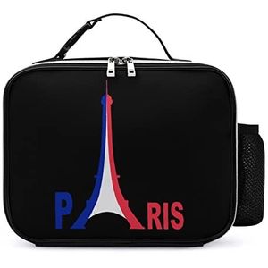 Frankrijk Vlag Eiffeltoren Afneembare Maaltijd Pack Herbruikbare Lederen Lunch Box Container Draagbare Lunch Bag