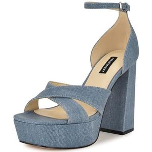 NINE WEST Vicky sandaal met hak voor dames, Lichtblauw Denim 450, 42 EU