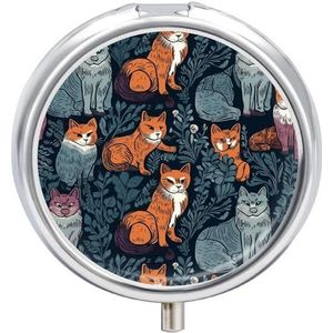 Pillendoosje Reizen Pil Organizer Kat Print Gedrukt Leuke Pillendoos Handige Pillendoos Geschikt om in zakken en zakken te worden geplaatst