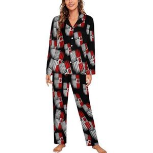 US Black En Canada Vlag Lange Mouw Pyjama Sets Voor Vrouwen Klassieke Nachtkleding Nachtkleding Zachte Pjs Lounge Sets