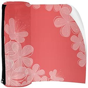 Potlood Case Pen Tas Houder met Rits Coin Organizer Tassen Make-up Cosmetische Pouch voor Vrouwen Tiener Meisjes Jongens Kinderen, Romantisch Hand Getrokken Kersenbloesem Patroon