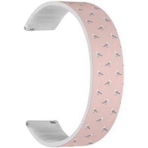 Solo Loop band compatibel met Garmin Vivoactive 5, Vivoactive 3/3 Music, Approach S12/S40/S42 (Seagulls On Pink) Quick-Release 20 mm rekbare siliconen band band accessoire, Siliconen, Geen edelsteen