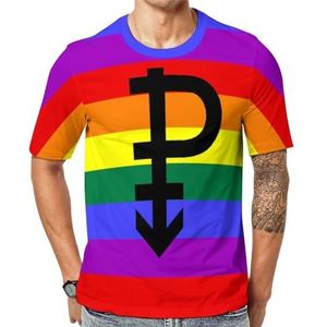 Pansexual Flag LGBT Pride grafisch T-shirt met korte mouwen voor heren, ronde hals, print, casual T-shirt, tops, 5XL