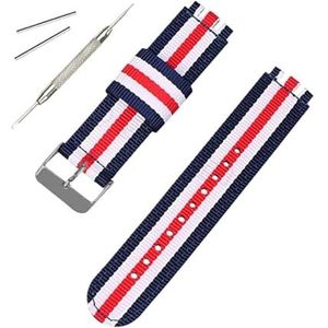 WAHRE 17mm 19mm 20mm Nylon Horlogeband Fit For SWATCH Band Horloge Riem Sport Stof Armband Polsband Vervanging Mannen Horloge Accessoires (Color : Blue red white, Size : 20MM_SILVER BUCKLE)