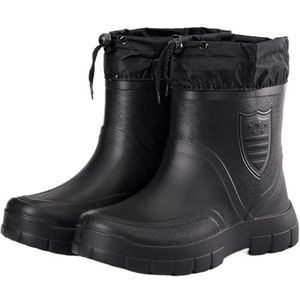 AMENGJ Regenlaarzen Voor Mannen Winter Katoen Regenlaarzen Mannen Warm Licht Enkel Regenlaarzen Regenschoenen Mannen Werk Boot, Zwart, 41 EU