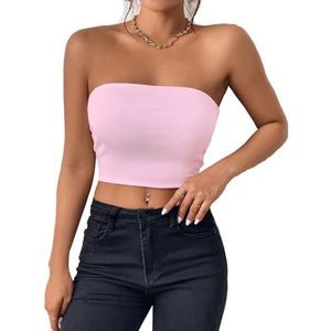Btofellin Tops Bandeau Tubo Corsé Verano Bralette Sin Mangas Estiramiento Tank Top para la Playa Y2K Sexy Sin Mangas Slim Cut Tank Bustier Fiesta Camisa Off-Shoulder Mouwloze Crop Top