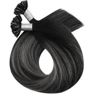 Nails Tip Hair Extensions Echt Menselijk Haar Haarmachine Remy For Vrouwen Rechte Utip Extensions Gemakkelijk Te Gebruiken(1B-Silver-1B,24inches)