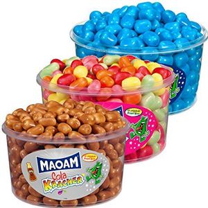 Haribo Maoam, Cola Fruit Hit Hit Blue, Anti-cold Tablets, Kaubonbon, 3600g Jars Set of 3