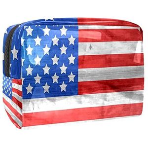 Cosmetische tas voor dames,kleine make-uptas voor portemonnee,ouderwetse amerikaanse vlag,Cosmetische reistas,make-uptasje