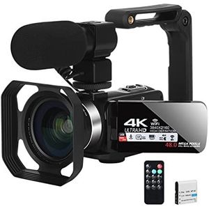 4K videocamera camcorder for Vlog-opname 4K camcorder met microfoon wifi ultra HD 30FPS 48MP 16X Digitale zoomvideo-conferentiecamera