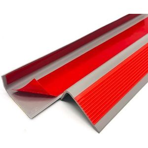 Zelfgeplakte trappen tegen glijbaan 393,7 inch L-vormige rubberen trapleuningen, antislip, zelfklevende traptrederand(Rosso,393.7IN/10M)