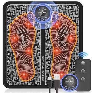 Genkigold EMS Voetmassageapparaat voor neuropathie, massagekussen voor het verlichten van plantaire pijn, spierontspanning, draagbaar EMS-voetmassageapparaat met afstandsbediening, 8 modi en 19