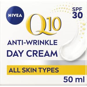 Nivea Q10 Power dagcrème, verstevigend, anti-vlekken, hydraterend, anti-aging, SPF30, met creatine en co-enzym Q10, voor vrouwen, vermindert het verschijnen van fijne lijntjes en fijne lijntjes, 50 ml