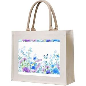 UPIKIT Libelle En Bloemen Grote Capaciteit Waterdichte Herbruikbare Canvas Tote Bag Voor Reizen Bruiloft Companion Gift, Beige, Eén maat