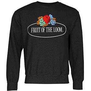 Fruit of the Loom Sweatshirt met ronde hals groot logo Lio - L zwart, Zwart, L/Tall