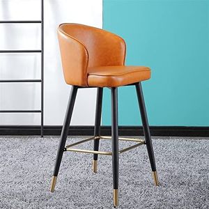 24 ''Heigh Faux Lederen Barkrukken Counter Hoogte Bar Stoelen Set van 2 Gestoffeerde Barkrukken Gouden Voetsteun Zwart Metalen Benen Leisure Teller Krukken met Rugleuning Voetsteun Bars Keuken