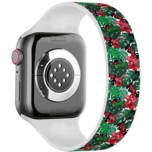 Solo Loop band compatibel met alle series Apple Watch 38/40/41mm (Tropische rode bloemen) rekbare siliconen band band accessoire, Siliconen, Geen edelsteen