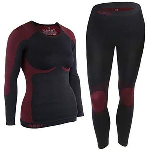 ALPIDEX Dames functioneel ondergoed thermo skiondergoed - ademend, verwarmend en sneldrogend, Grootte:2XL/3XL, Kleur:Black-Red