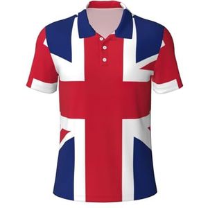 Evengigy Britse vlag afdrukken heren golfshirt mode atletische heren poloshirts korte mouw klassieke casual, Zwart, S
