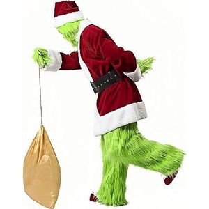 NIRANJAN Grinch kostuum voor volwassenen, luxe, groen, groot monster, kostuum, kerstman, feestkostuum, Halloween, carnaval, Kerstmis, cosplay, Kerstmis, groen, Big Monster Grinch (XX/3XL)