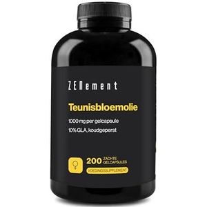 Teunisbloemolie 1000 mg, 10% GLA, Koudgeperst, met Natuurlijk Vitamine E – Natuurlijke Omega 6 Bron, Vrouwelijke Ondersteuning en Dagelijkse Balans, 200 Zachte Capsules – Zenement