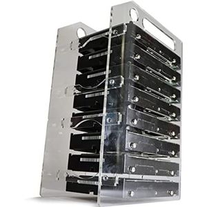 Hard Drive Bay Holder 3,5"" Multi-Layers Harde Schijf Beugel HDD Montagebeugel Kit, Transparante Mechanische Harde Schijf Box Opslag Organizer Case Rack met Koelventilator Ruimte (6 Lagen)