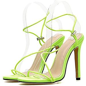 TABKER Sandalen met hak Damesschoenen Hoge hakken Dames Hoge hakken Stiletto's Dames Hoge Hakken Sandalen Dames Sandalen Dames Hoge Hakken Schoenen (Kleur: Groen, Maat: 4.5)