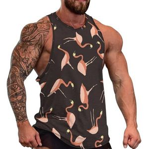 Tropische vogel flamingo heren tanktop grafische mouwloze bodybuilding T-shirts casual strand T-shirt grappige gym spier