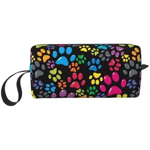 Kleurrijke Hond Paw, Make-up Bag Cosmetische Zak Draagbare Reizen Toiletry Bag Make-up Pouch Organizer, zoals afgebeeld, Eén maat