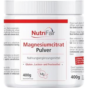 Magnesiumcitraat poeder - 400g - Hooggedoseerd - 100% veganistisch - Duitse productie & laboratoriumtests - NutriFair | Premium & Fair