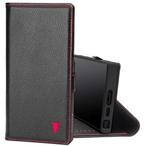 TORRO Case Compatibel met Samsung Galaxy S23 Ultra 5G - Premium lederen portemonnee-hoes met standaard en kaartsleuven (Zwart)