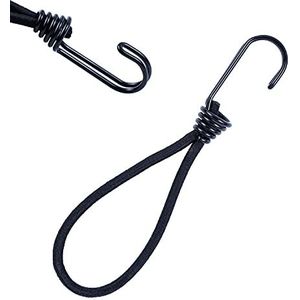 fuxton 10 spanrubbers met haken, kort, zwart, 130 mm, voor dekzeilen, tenten, boten, netten, banners, expanderhaken, zeilspanners, spanbanden met haken, kort, rubberen spanners, spanhaken