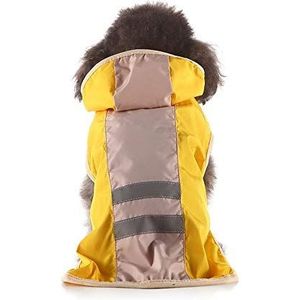 Bienwwow Hond regenjas met capuchon Ultra-licht ademend 100% waterdichte regenjas voor middelgrote grote ras hond (S, YY28Yellow)