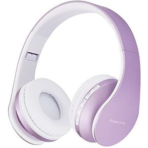 PowerLocus Bluetooth hoofdtelefoon, over ear, draadloze hoofdtelefoon, hifi-stereo, opvouwbare hoofdtelefoon met microfoon, zachte oorkussens, micro SD/TF, FM-radio voor iPhone/Android/tablet/laptop