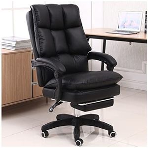 Executive Office Gaming Chair Draaibare Computer Fauteuil Stoel Ergonomische Bureaustoel Met Hoge Rugleuning En Voetensteun (Color : Black)