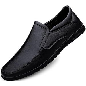 Loafers for heren Effen kleur Veganistisch leer Antislip loafer Schoenen Platte hak Lichtgewicht antislip Casual instappers (Color : Black, Size : 41 EU)