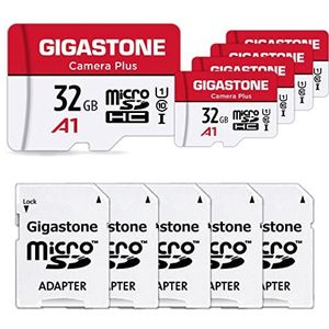 Gigastone 32GB 5-pack micro SD geheugenkaart, Camera Plus, SDHC UHS-I A1 klasse 10, 90/20 MB/s lees- en schrijfsnelheid, geschikt voor Nintendo Switch, Compactcamera’s, GoPro action cam, mirco sd card