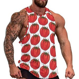 Tomatenpatroon tanktop voor heren, mouwloos T-shirt, trui, gymshirts, work-out, zomer, T-shirt