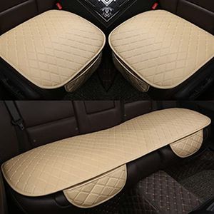 Stoelhoezen Beschermhoezen Universele Kussen Pu Lederen Auto Bekleding Voor Hyundai I30 I40 Voor Tucson Voor Solaris Voor Sonata Voor Creta(Beige,5 Seat)