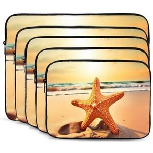 Strand Zeester Print Laptop Sleeve Case Draagbare Computer Tas Draagtas Kleine Laptop Tas voor Vrouwen Mannen 15 inch