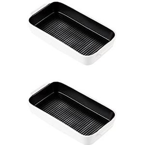 Braadpanschotel for oven, 9,8 x 4,9 x 1,8 inch keramische oven tot tafel bakvormen dinerborden, for ovenroosteren lasagnepan met handvat rechthoekige schotel, set van 2,B (Color : E, Size : -)